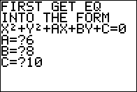 Circles Equations Input
