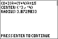 Circles Equations Output
