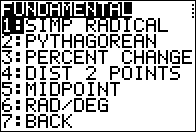 Fundamentals Menu
